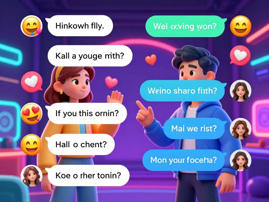 Interactive NSFW AI character chat showing playful dialogue and engaging visuals.