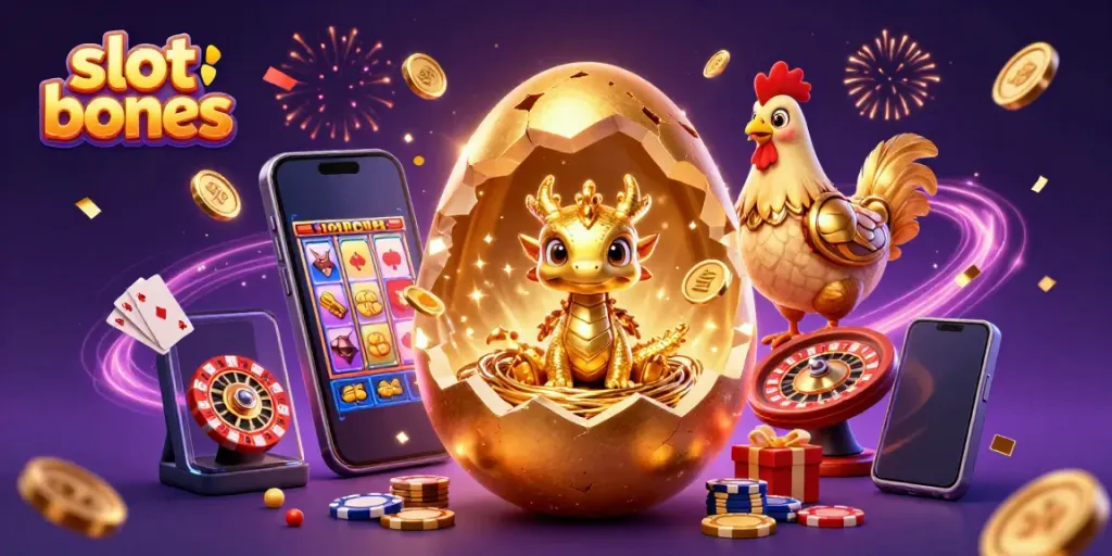 Experience thrilling slot bonus action with a golden dragon emerging from a jackpot of poker chips.