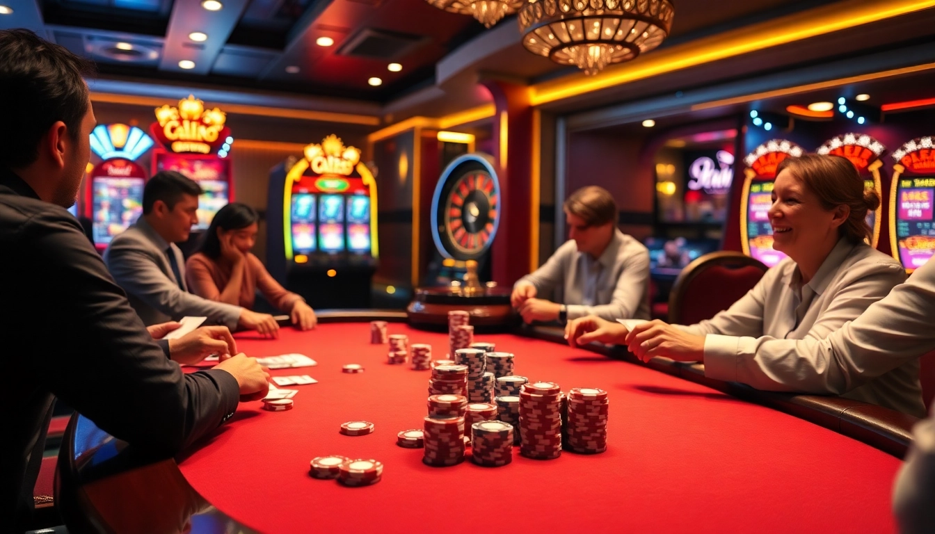 Experience winning strategies at https://rr88.mov/ with a vibrant casino scene showcasing poker and roulette excitement.