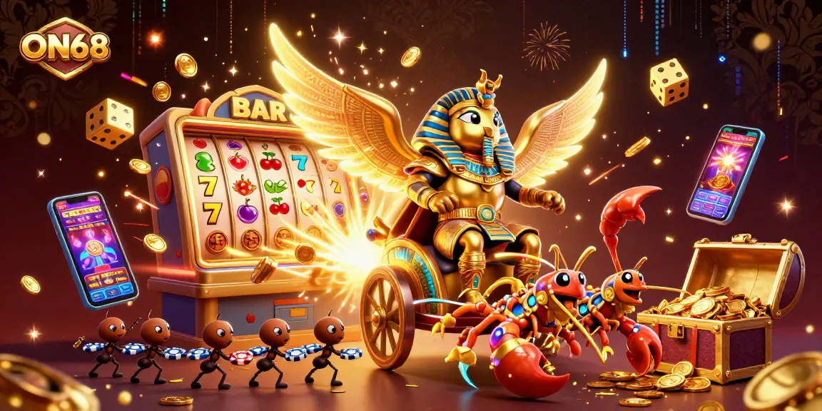 Engage with high-energy casino experiences at ON68 with dazzling slot machines and 3D characters.