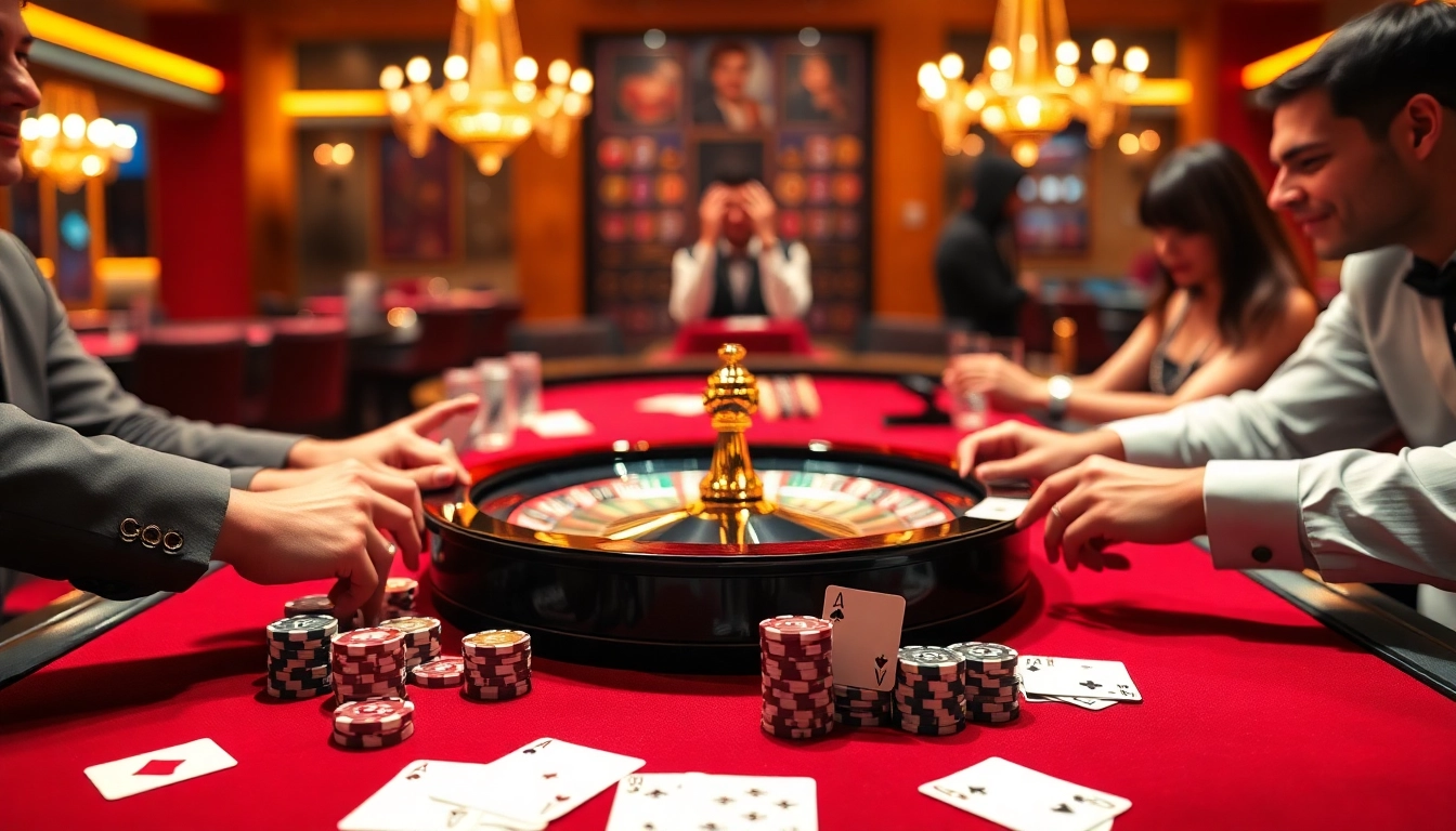 Experience the thrilling interaction of players in the kp88 game within a vibrant casino atmosphere.