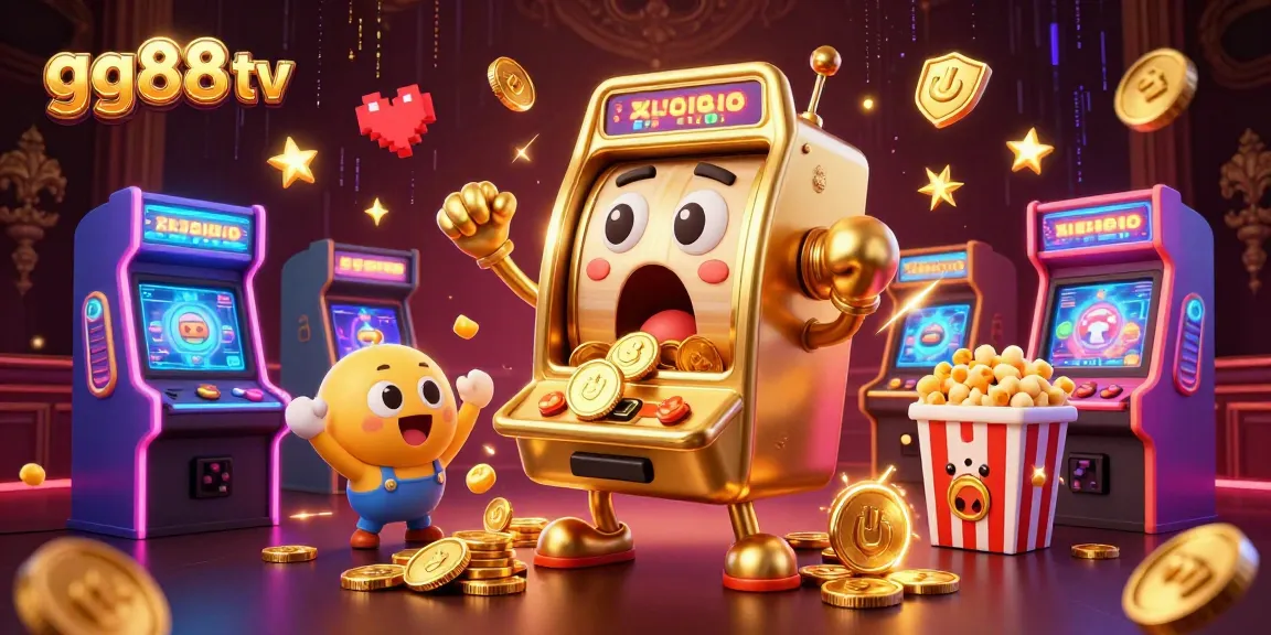 Experience high thrills with GG88 TV as the golden slot machine hits a jackpot surrounded by vibrant gaming elements.