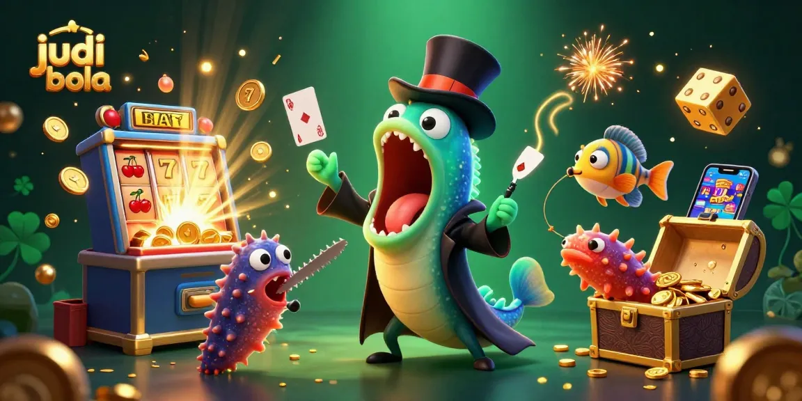 Experience judi bola thrills with animated characters and vibrant casino elements in a captivating scene.