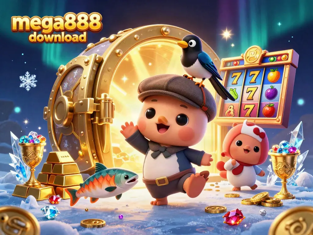 Play fun and exciting games with mega888 download featuring vibrant characters and casino elements.
