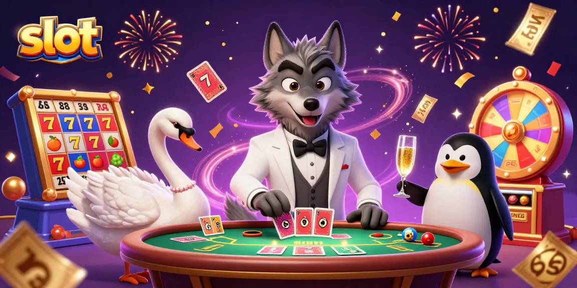 Spin to win with slot reels and characters celebrating big wins in a vibrant casino scene.