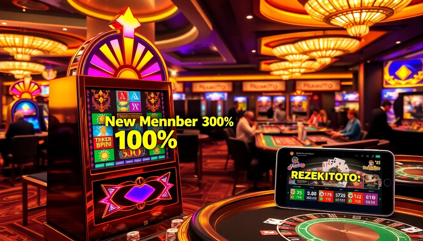 Experience the thrill of casino gaming with slot bonus new member 100% offers displayed on vibrant slot machines.