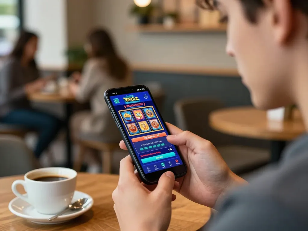Engaging in online gambling with the 789club mobile app in a cozy café