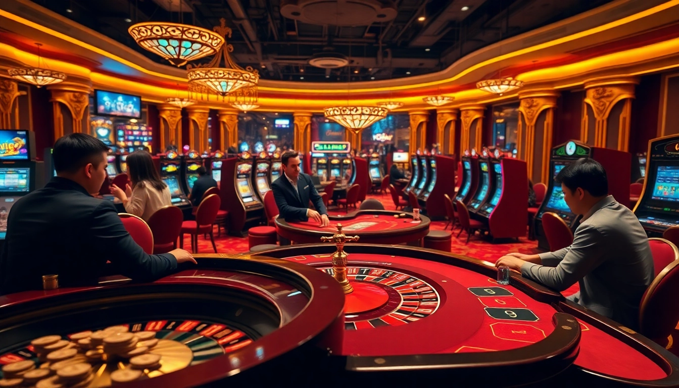 Experience the thrill of casino games at nhà cái fun79 with vibrant slot machines and poker action.