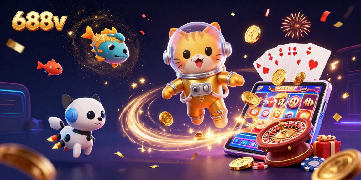 Engage with thrilling 688v action in a dynamic 3D space adventure displaying exciting casino elements.