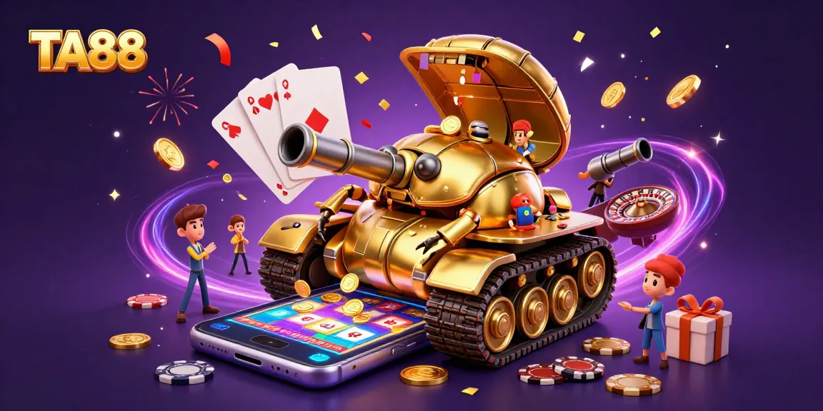 Experience TA88's vibrant casino atmosphere with a gold beetle tank and dynamic gaming features.