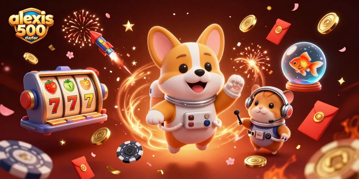 Play exciting games at alexis 500 daftar, featuring vibrant online casino characters and elements in 3D.