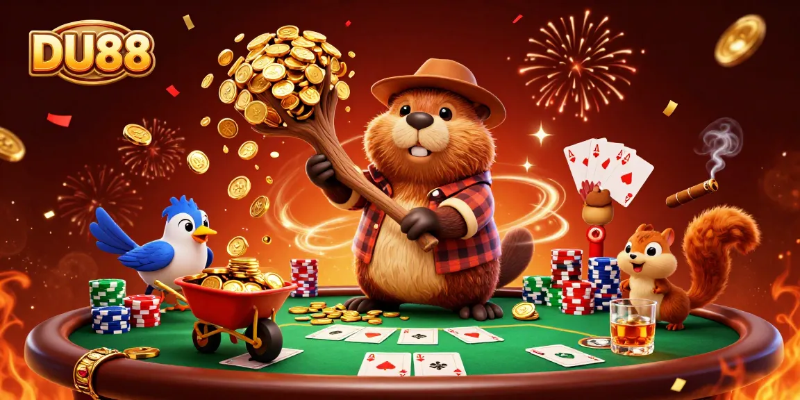 Experience the thrill at DU88 with a vibrant carnival of gold coins and poker excitement.