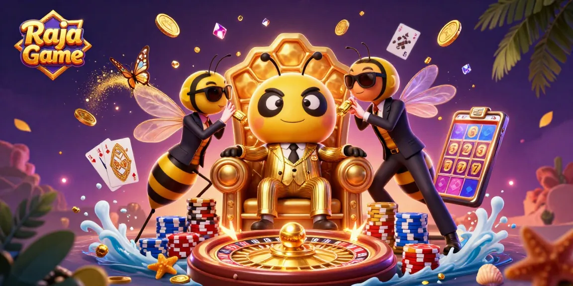 Experience thrilling gameplay with Raja Game's vibrant 3D casino illustration rich in action and excitement.