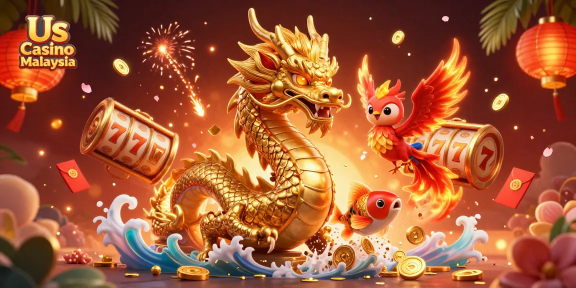 Experience the excitement of Us Casino Malaysia with intricate casino elements and action-packed characters.