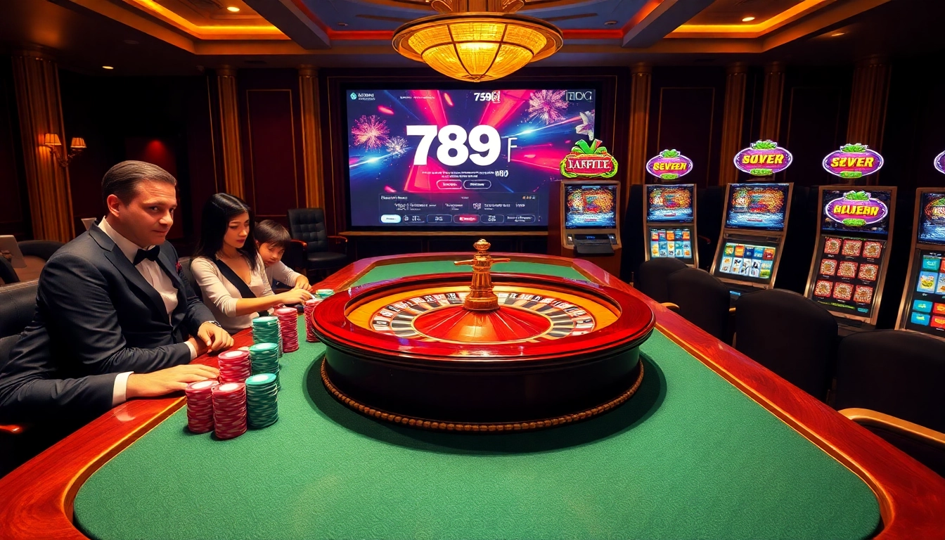 Experience the thrill of winning at https://789f.living/ with a glamorous casino scene featuring a poker table.