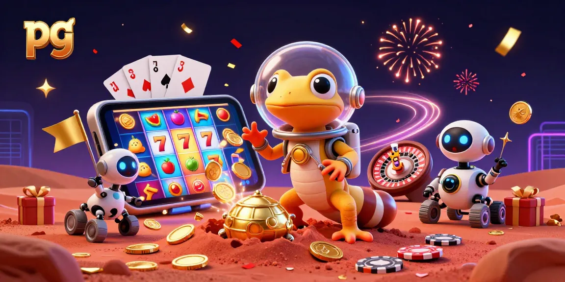 Experience pg excitement in this vibrant alien casino scene with engaging slot games and dynamic elements.