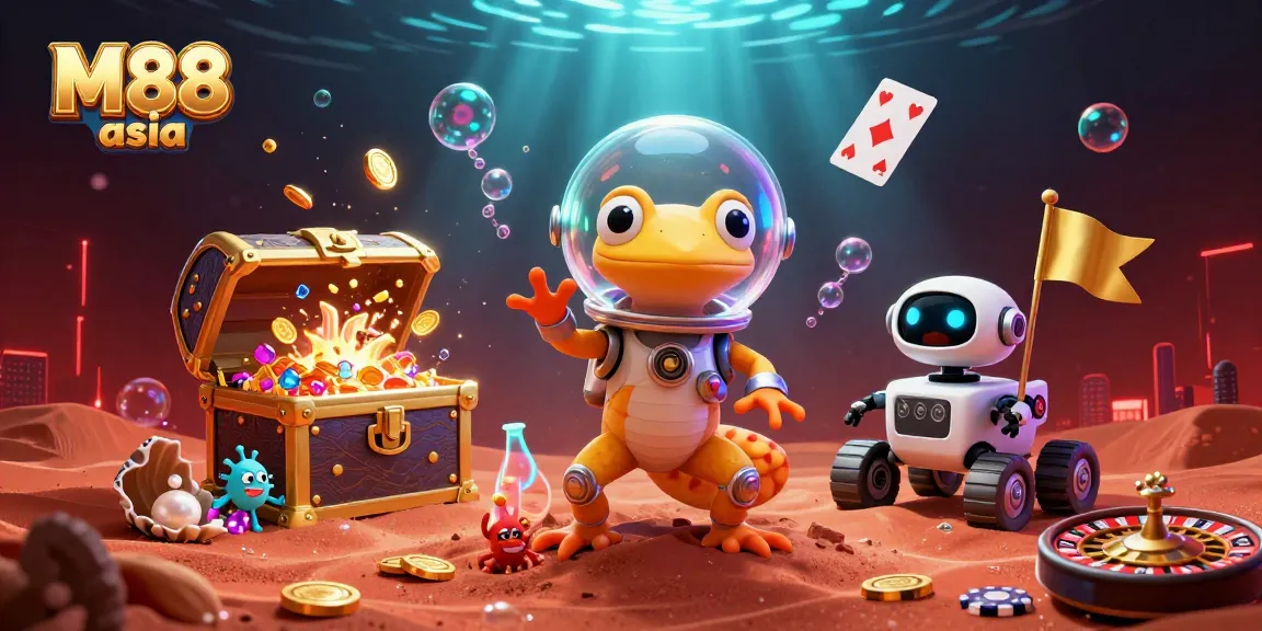 Play at M88 asia with a dynamic casino discovery scene featuring exciting gaming elements.