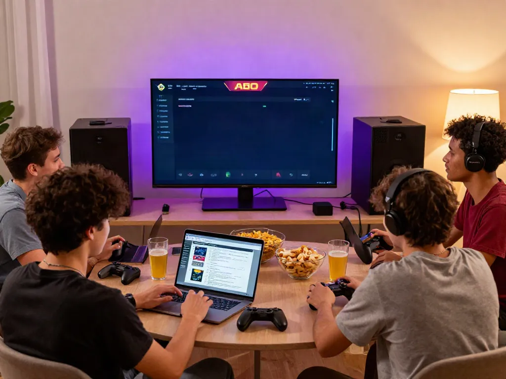 A80 gaming experience with friends in a lively living room setup.