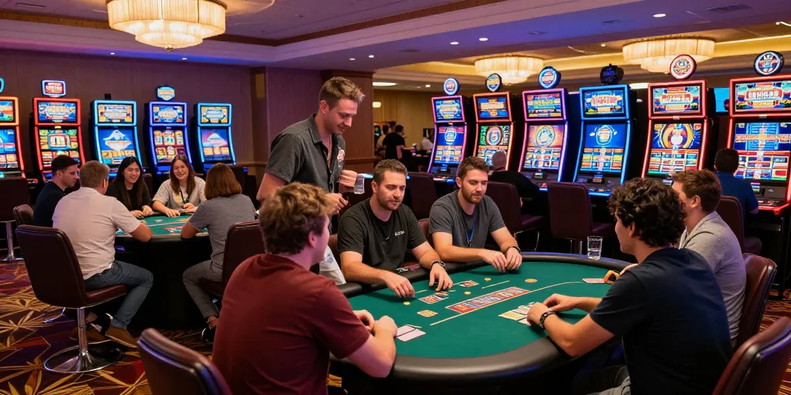 People enjoying ALO8 gaming experience in a lively casino atmosphere with vibrant gaming tables.