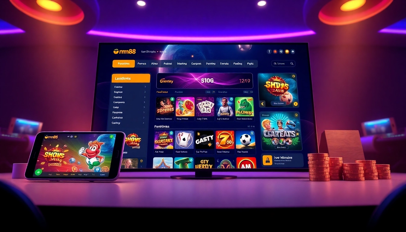 Vibrant interface of mm88 showcasing online gaming options and promotions.
