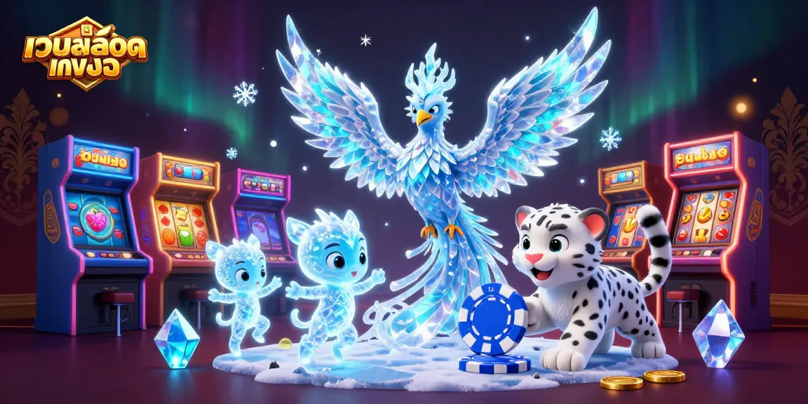 Play for big wins at เว็บสล็อตตรง with an enchanting icy phoenix and vibrant gaming elements.