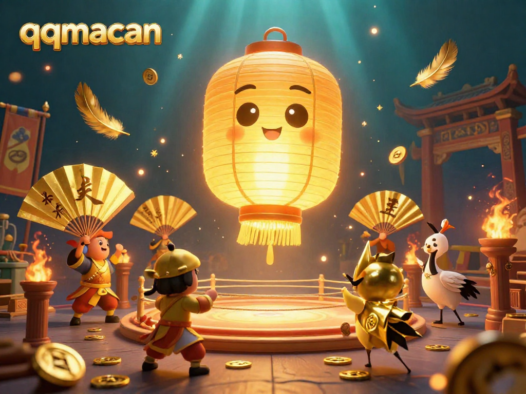 Engage with the vibrant qqmacan casino scene filled with golden lantern spirits and dynamic elements.