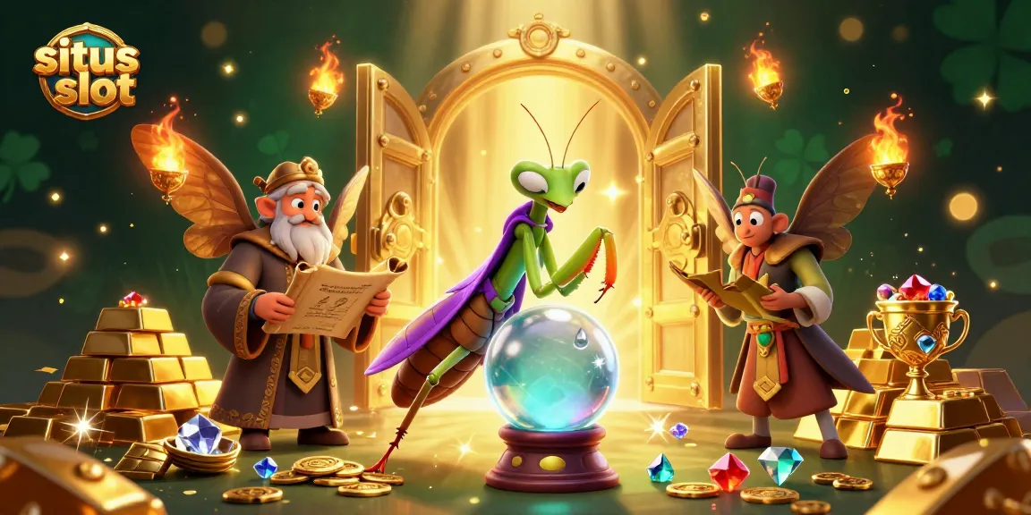 Bermain situs slot dengan karakter unik dan elemen beruntung, hasil jackpot memikat di latar emerald.