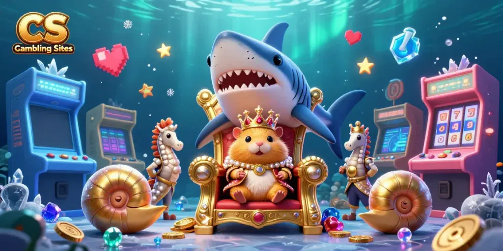 Experience immersive CS Gambling Sites action featuring a golden hamster king, vibrant arcade elements, and slot game symbols.