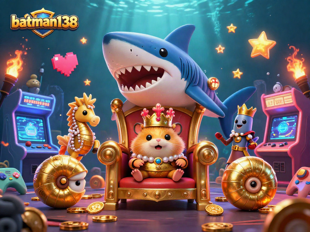 Experience the excitement of batman138 with a golden hamster king in a vibrant casino scene.