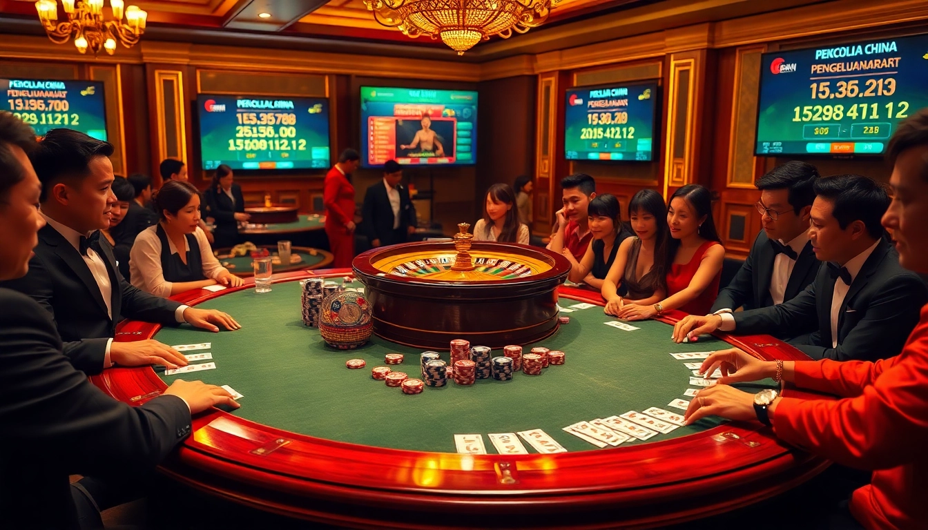 Engage in thrilling poker action with the latest pengeluaran china displayed prominently at the casino.