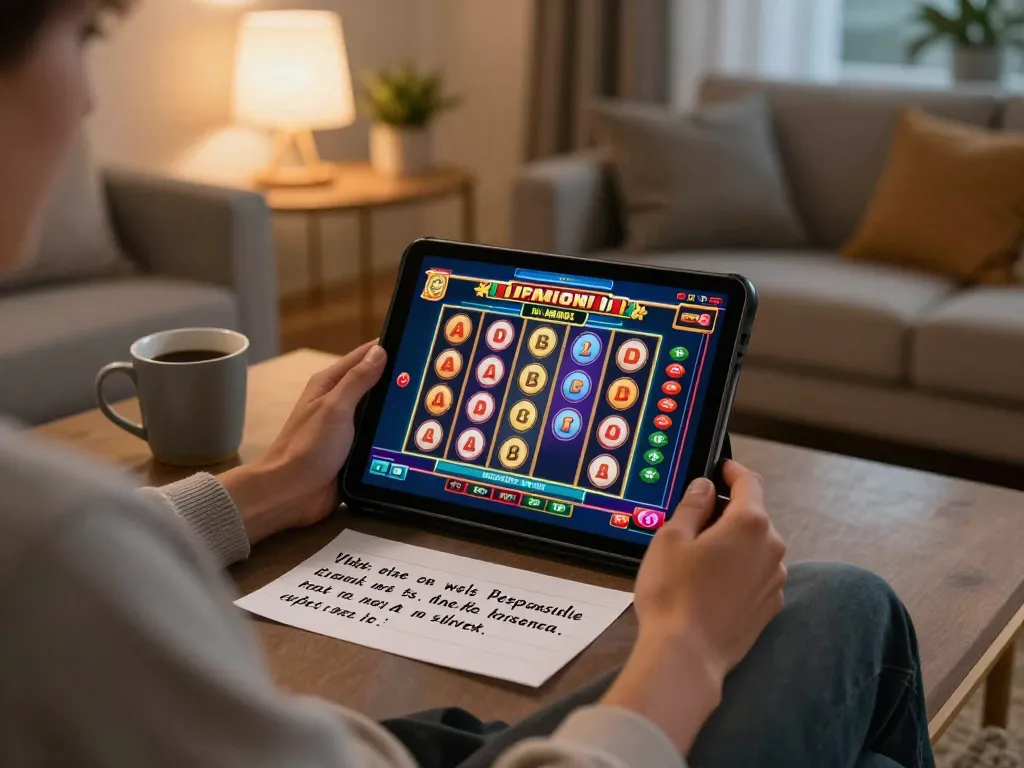Engaging player accessing online casino เข้าสู่ระบบ on tablet, showcasing responsible gaming setup.