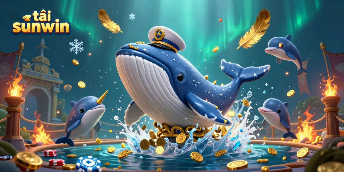 Engage with tải sunwin by experiencing dynamic casino fun featuring a whale, narwhal, and dolphins.