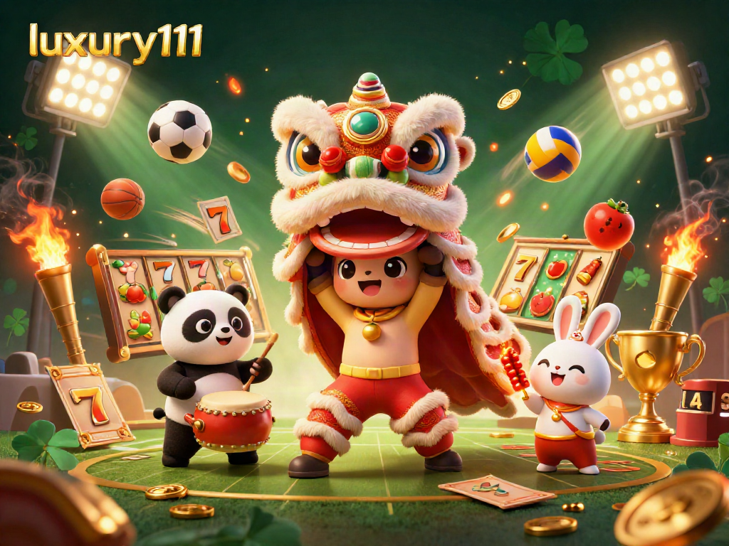 Engage in thrilling slots action with luxury111, vibrant lion dance characters, and dynamic gaming elements.