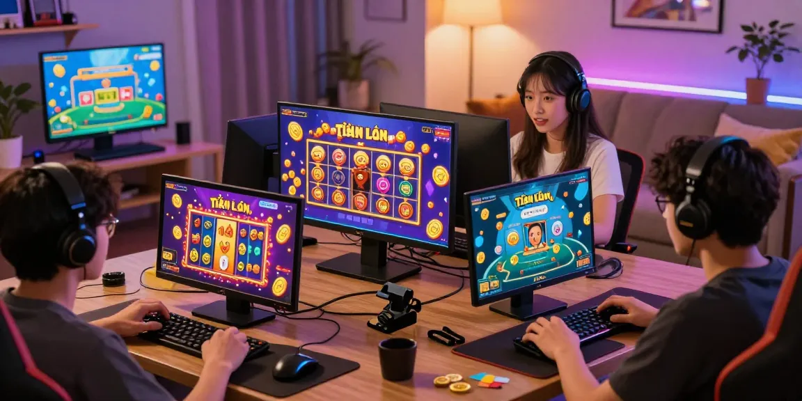 Engaging players enjoying game bài đổi thưởng on vibrant screens, showcasing the thrill of online gaming.