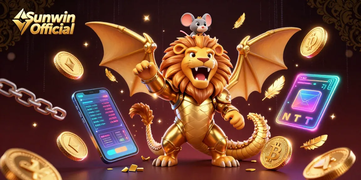 Experience the excitement of Sunwin Official with innovative gameplay and rewards in this vibrant 3D illustration.
