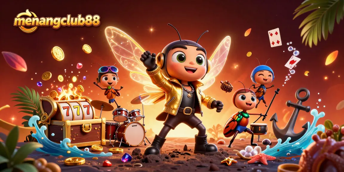 Engage in thrilling gameplay with menangclub88 surrounded by vibrant casino treasures and characters.