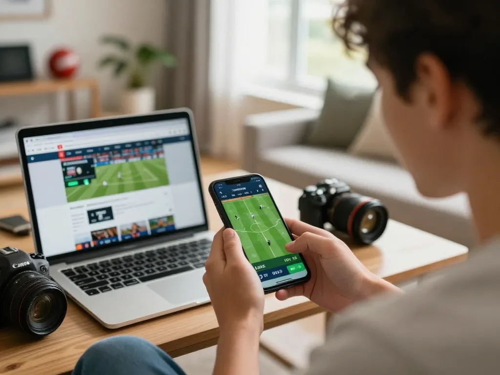 Engaging with live betting odds on Keonhacai5 displayed on smartphone in a cozy home setup.
