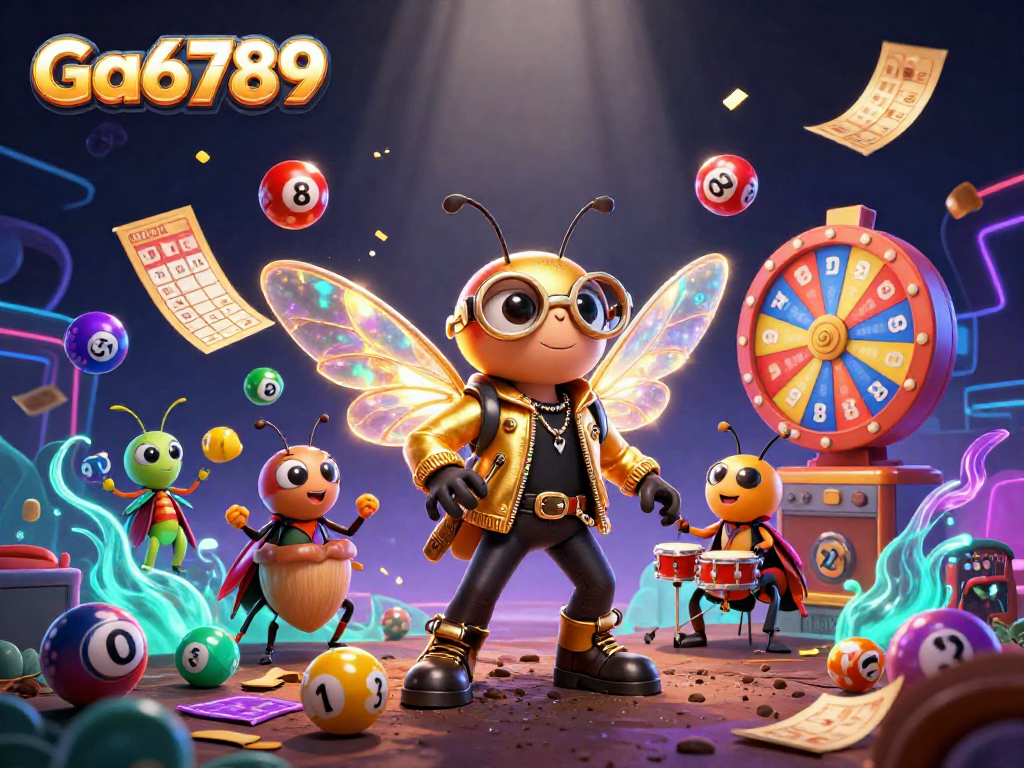 Engage with Ga6789's vibrant digital lottery scene packed with animated elements and characters.
