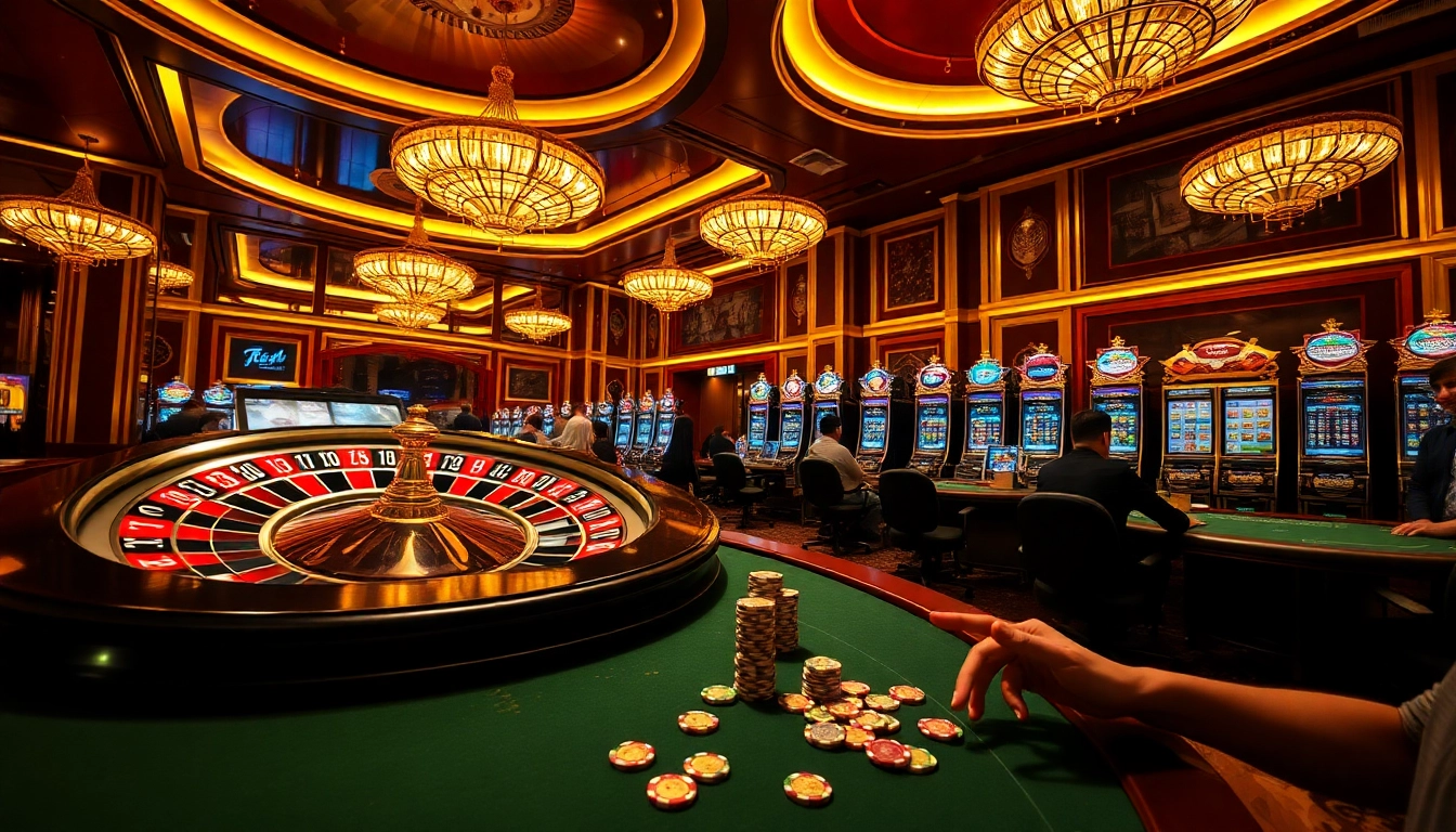 Luxury138 players engaging with a casino atmosphere, showcasing online betting excitement.