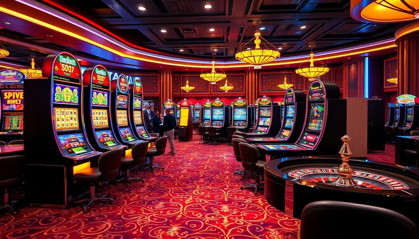 Players enjoying exhilarating PGSLOT action in a vibrant casino atmosphere.
