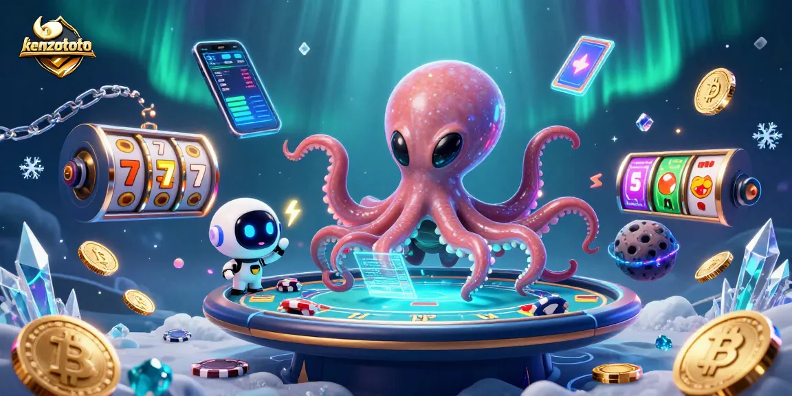 Kenzototo brings excitement to gaming with its vibrant 3D illustration of an alien octopus at a holographic poker table.