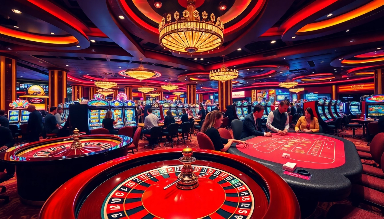 Crown88 players enjoying an exciting game at the vibrant casino tables with chips and cards.