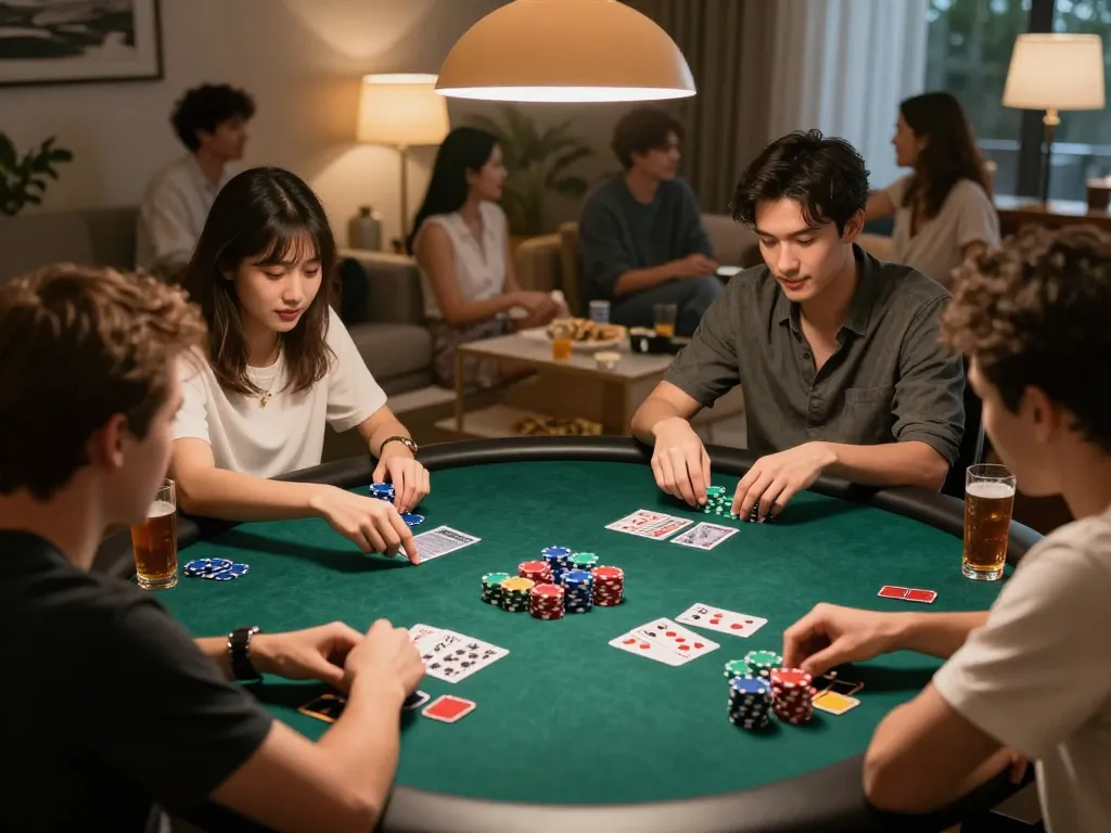 Join the excitement at https://dola88vn.com/ as players engage in a thrilling home poker game.