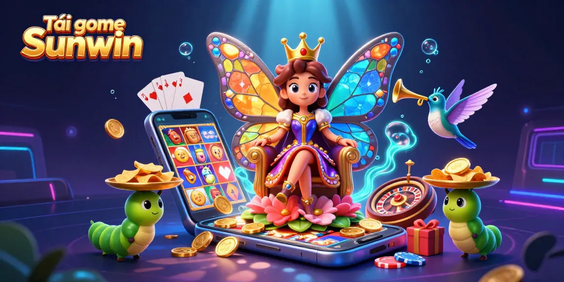 Experience Tải game Sunwin with an enchanting butterfly queen surrounded by casino elements.