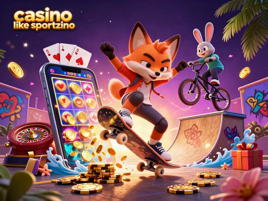 Play exciting games at casino like sportzino with colorful slots and dynamic casino scenes.