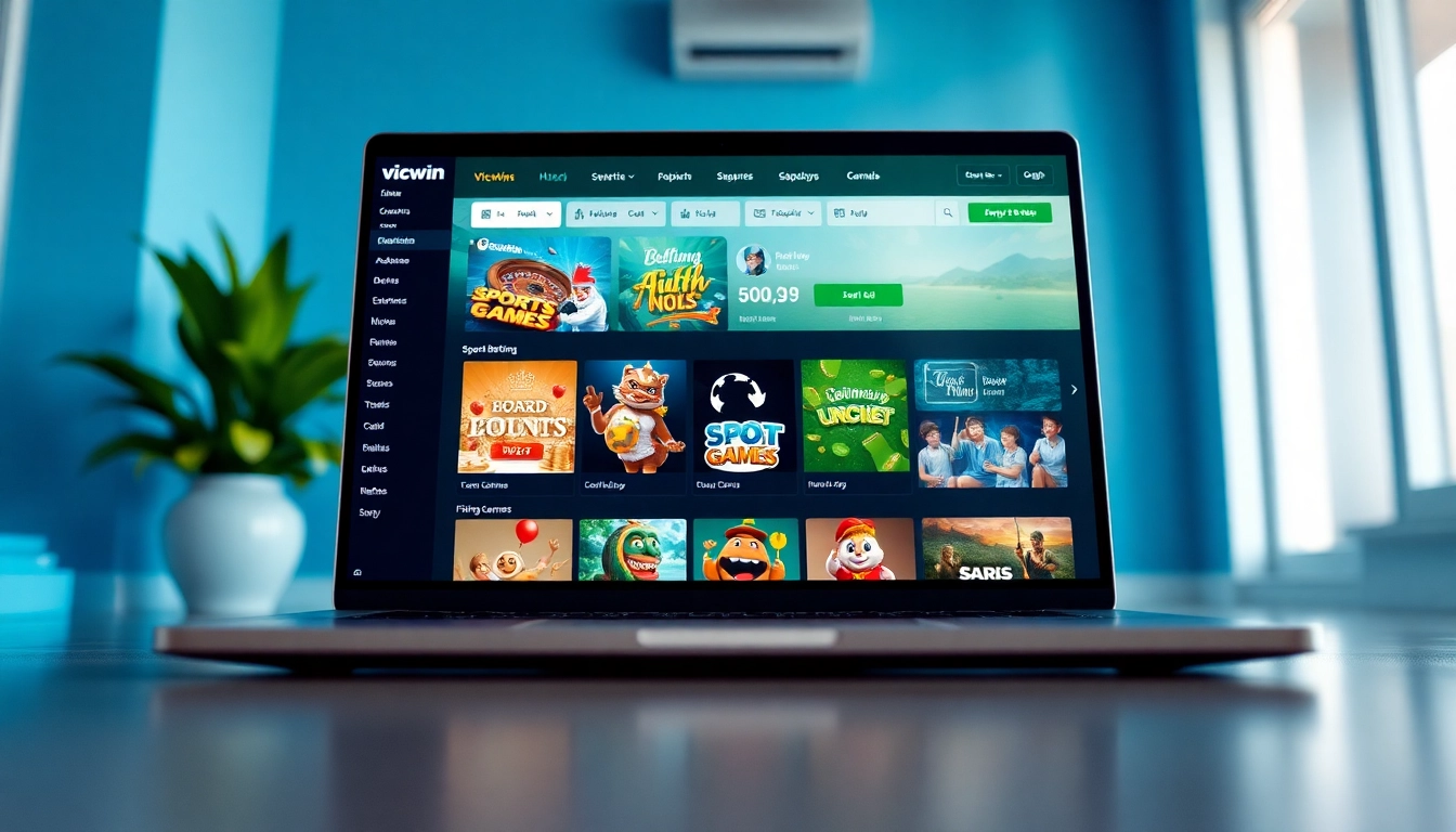 Experience the Vicwin online gaming platform showcasing diverse games and trusted interface.