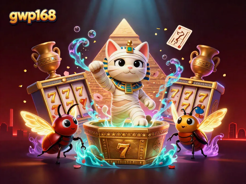 Gwp168 menawarkan pengalaman bermain slot menarik dengan karakter unik dalam kasino piramida.