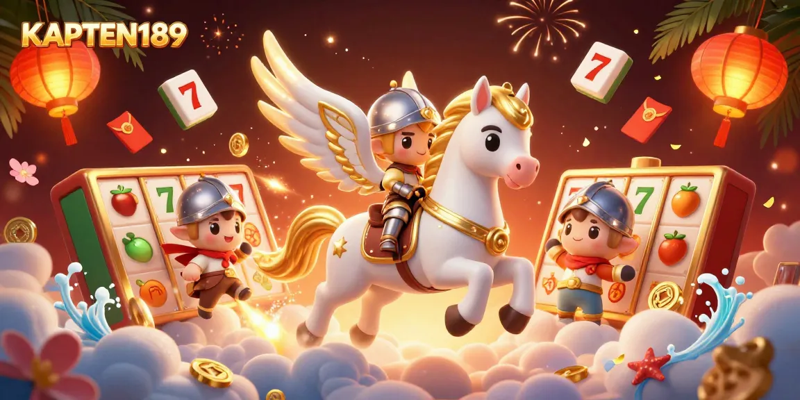 KAPTEN189 menghadirkan slot game dengan karakter kuda bersayap emas dan banyak elemen keberuntungan