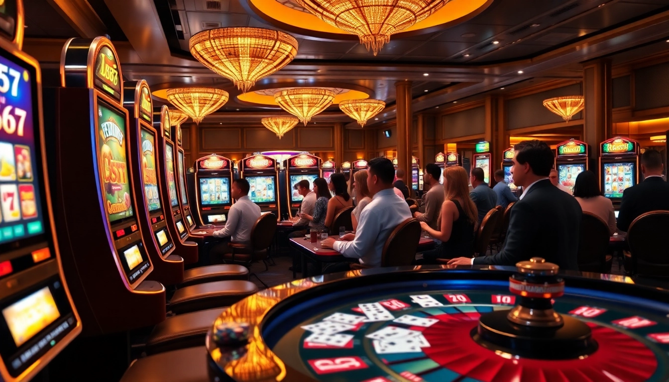 Experience exciting gameplay at L567 online casino with vibrant slot machines and a lively atmosphere.