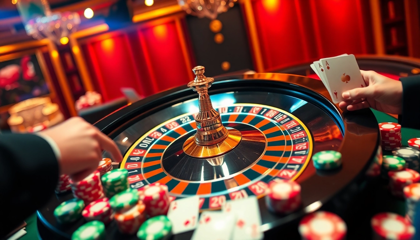 Exciting casino action at sv388 with roulette, chips, and eager players.